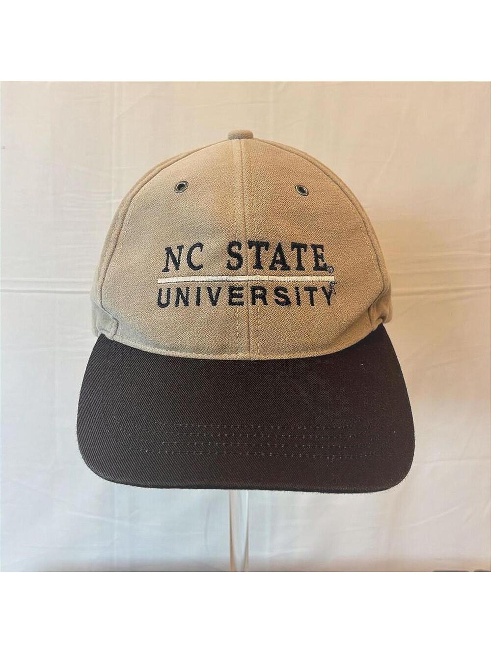 VTG 90s NC State University Gear for Sports Two-Tone Strapback Dad Cap Khaki Hat